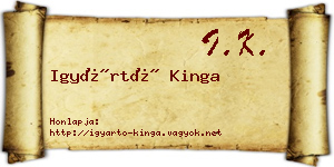 Igyártó Kinga névjegykártya